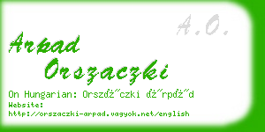 arpad orszaczki business card